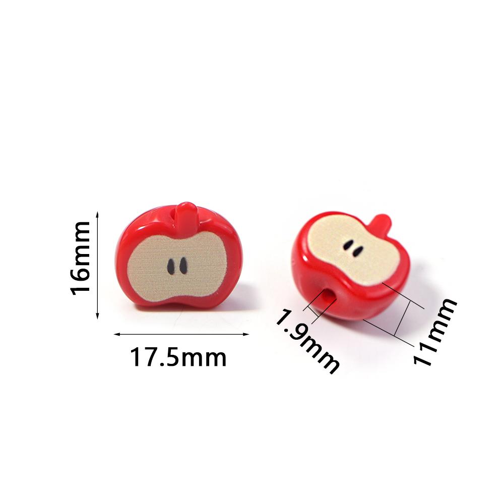 10pcs/lot Colored Half Apple-Shape Acrylic Beads Loose Spacer Bead For Jewelry Making DIY Charms Phone Chains Bracelet Accessory