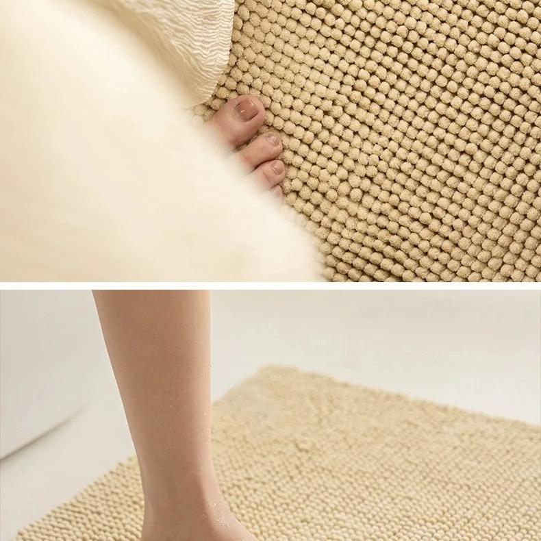 Chenille Bath Mats Encrypted Thickened Short Plush Strong Water-absorbent Non-slip Bathroom Rug Carpet Quick-drying Foot Mat