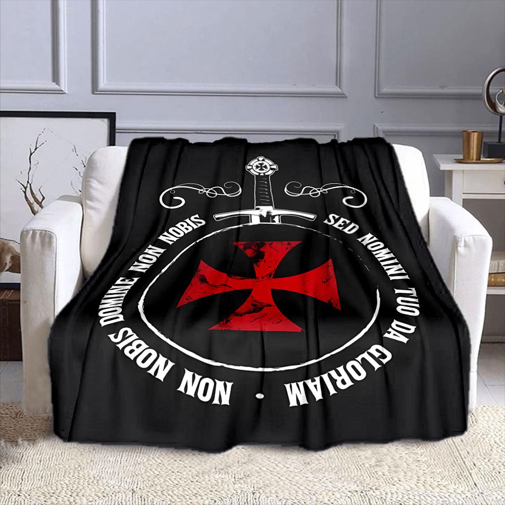 "Templar Sword and Red Cross Design" Patterned flannel blanket perfect for the bedroom living room, sofa, or a little nap