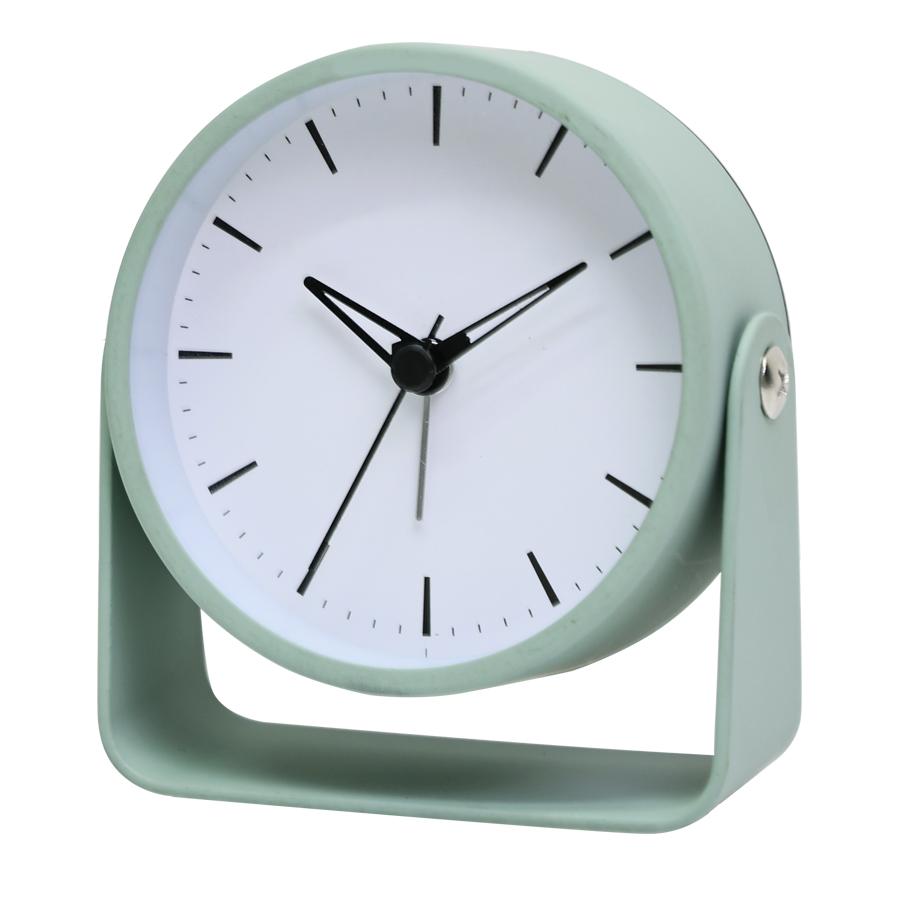 1pc 4.5 inch metal rotating quartz alarm clock, simple desktop silent clock, suitable for home and office decoration