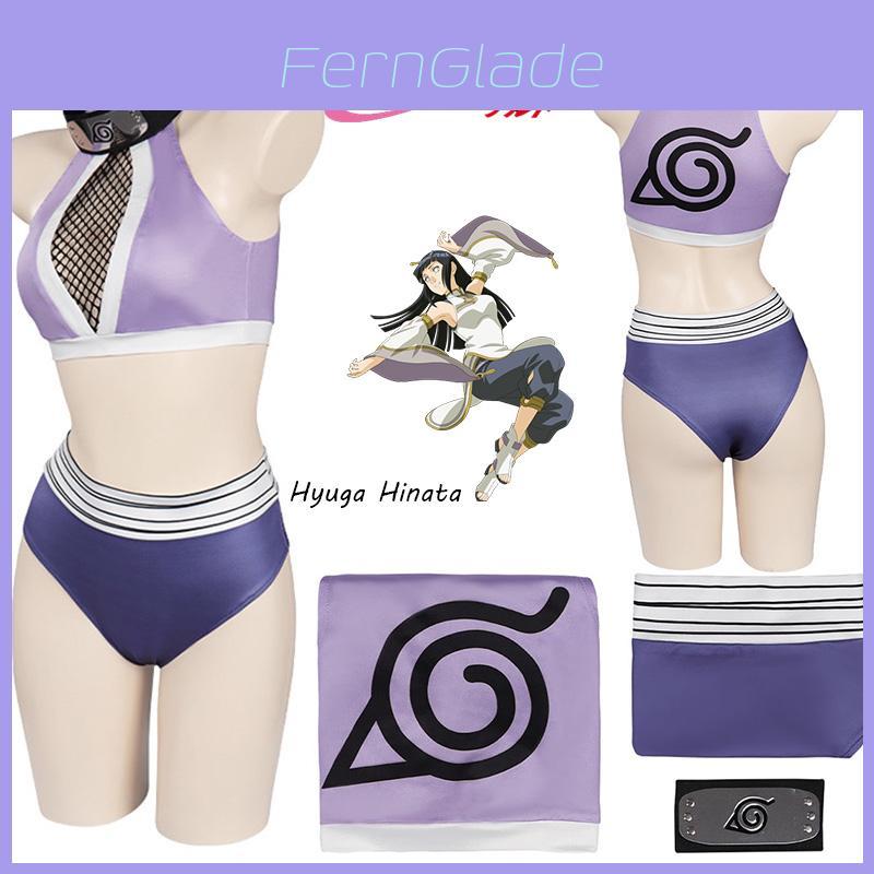 Hyuga Hinata Inspired Naruto Swimsuit Cosplay Costume With Purple Polyester Fabric