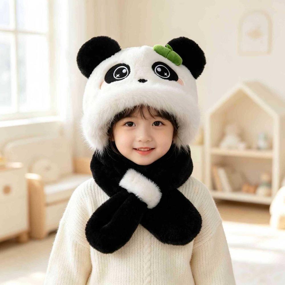 Windproof Kids Hat Scarf Set Soft Plush Earflap Hat New 2 in 1 Hat Scarf Boys Girls