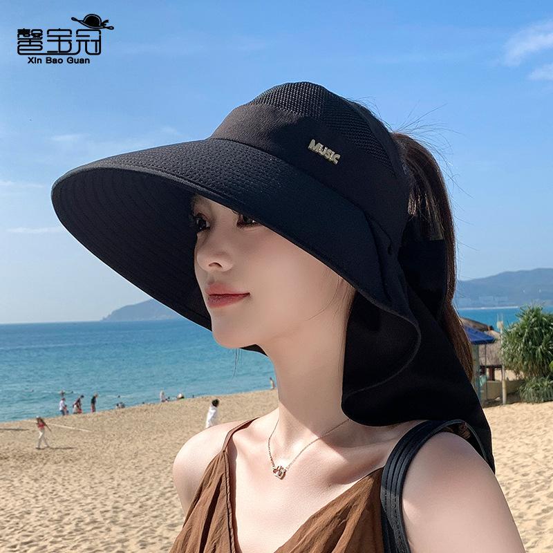 Big brim sun hat children's summer outdoor sun protection hat cycling shawl neck protection bucket hat versatile fashion empty top hat