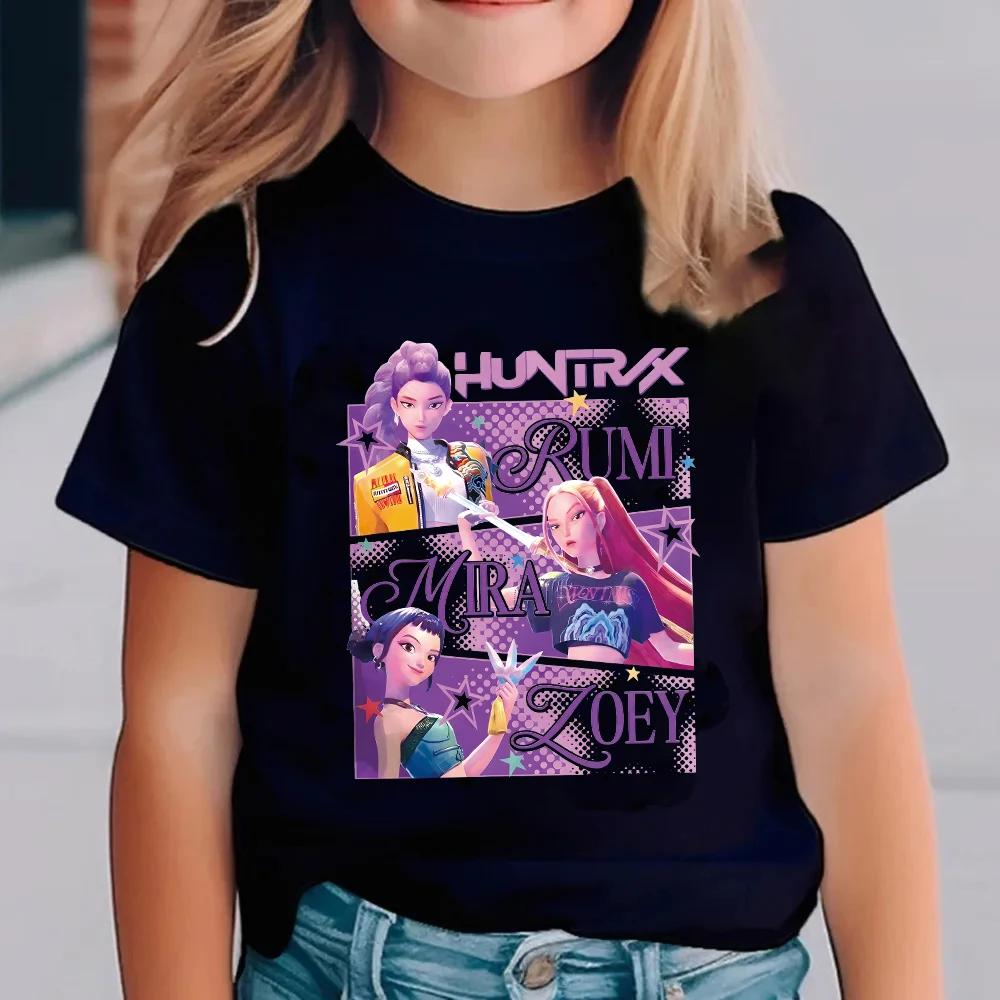 Children's Cartoon Print Crew Neck Fashion T-shirt Short Sleeve Cute Casual Comfortable T-shirt Girl