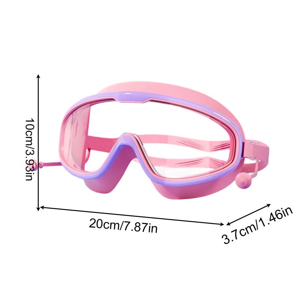 Kids Swimming Goggles Large Frame No Leaking Waterproof Wide View Clear Vision Anti-Fog Anti-UV Quick Adjustable Child Age 3-15