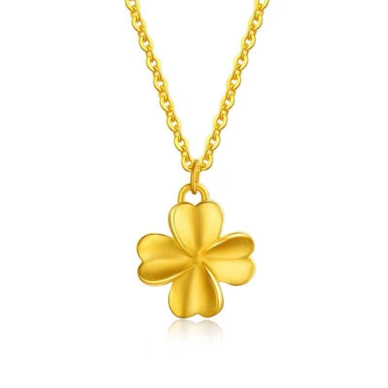 Gold-Plated Lucky Four-Leaf Clover Pendant Women's Necklace - TikTok Trendy Item