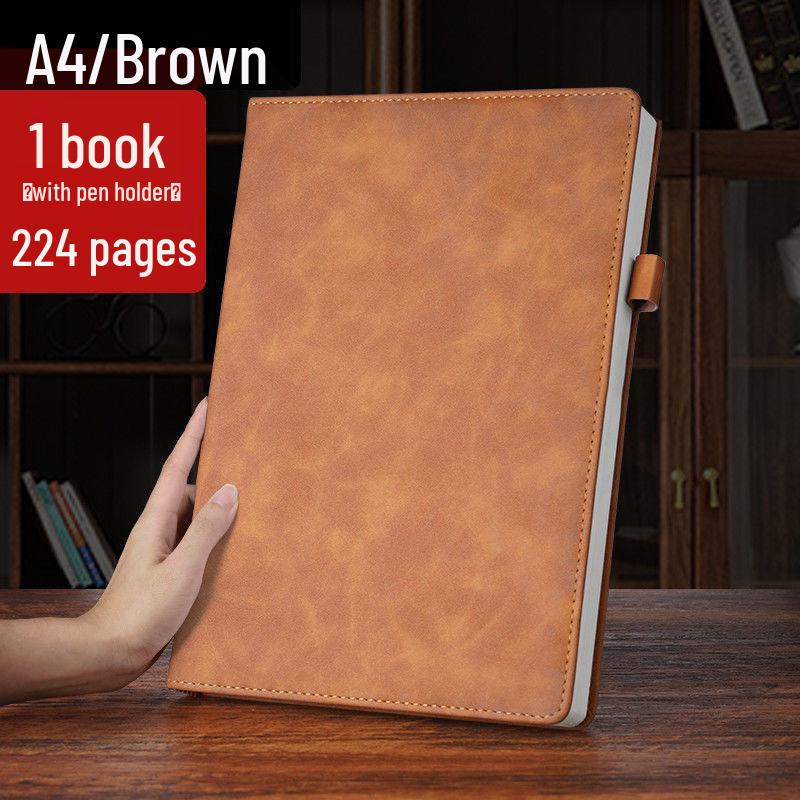 Extra Thick Soft Leather Business Meeting Notebook, Large Size