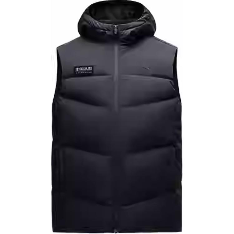 

Anta Solid Color Zipper Hooded Comfortable Breathable Versatile Down Vest Men vest Basic-Black 152447924-3 L