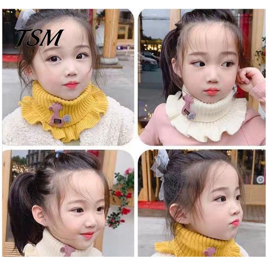 Kids Neck Scarf Warmer Cartoon Giraffe Ruffle Knitted Windproof High Elasticity Keep Warm Ultra Soft Fake Collar for Winter