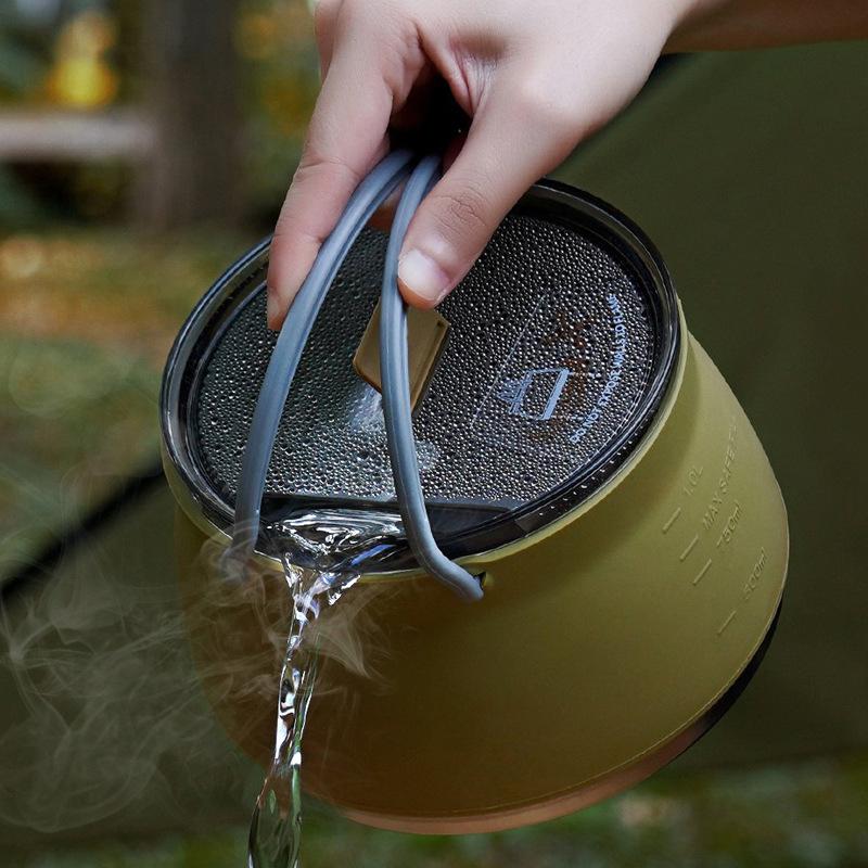 Outdoor Folding Silicone Kettle Portable Mini Boiling Water Pot with Handle Water Kettle Tableware Tools for Camping Travel