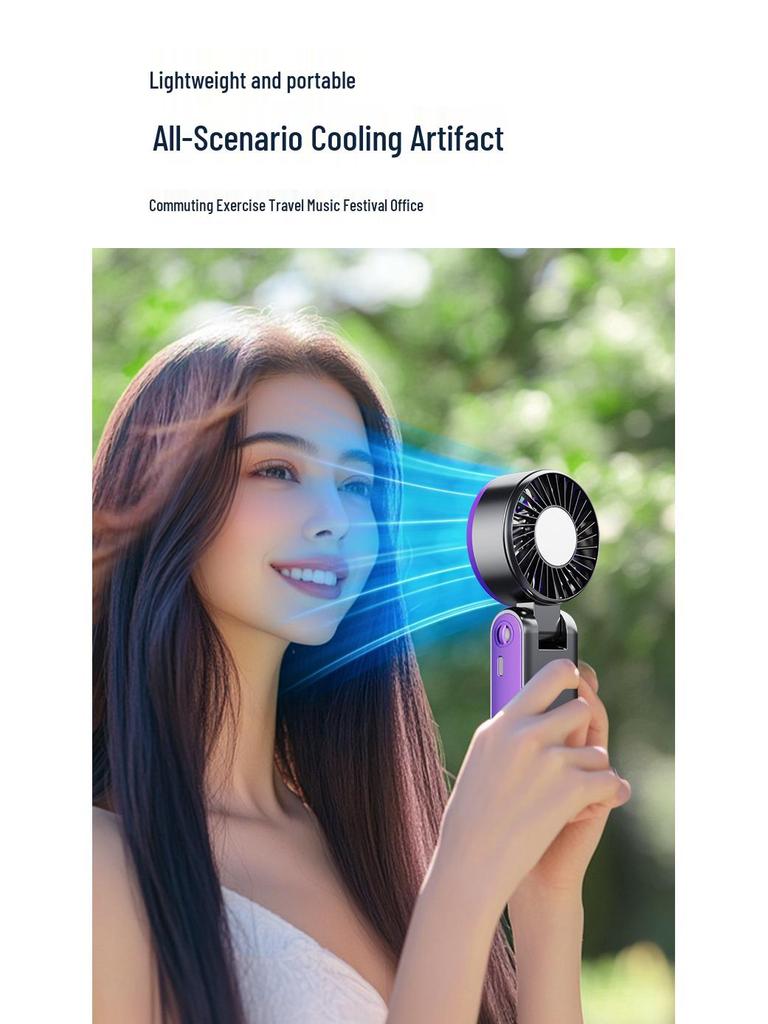 Upgraded Mini Portable Turbo Foldable Neck Fan with USB, Semiconductor Cooling & Digital Display
