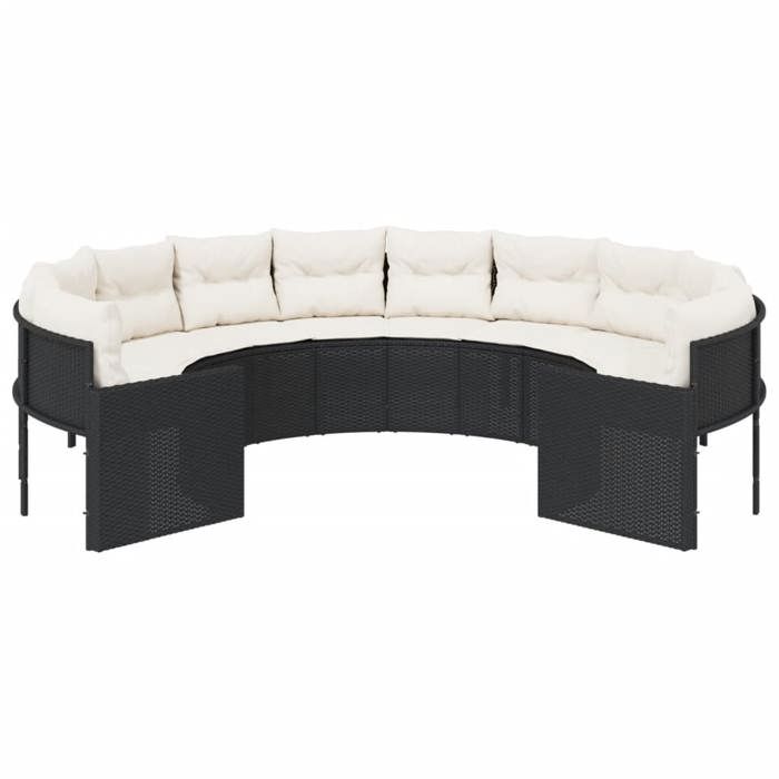 VidaXL Canapé de jardin avec coussins rond noir résine tressée, canapé d’extérieur, canapé de forme ronde, canapé de jardin 3318531