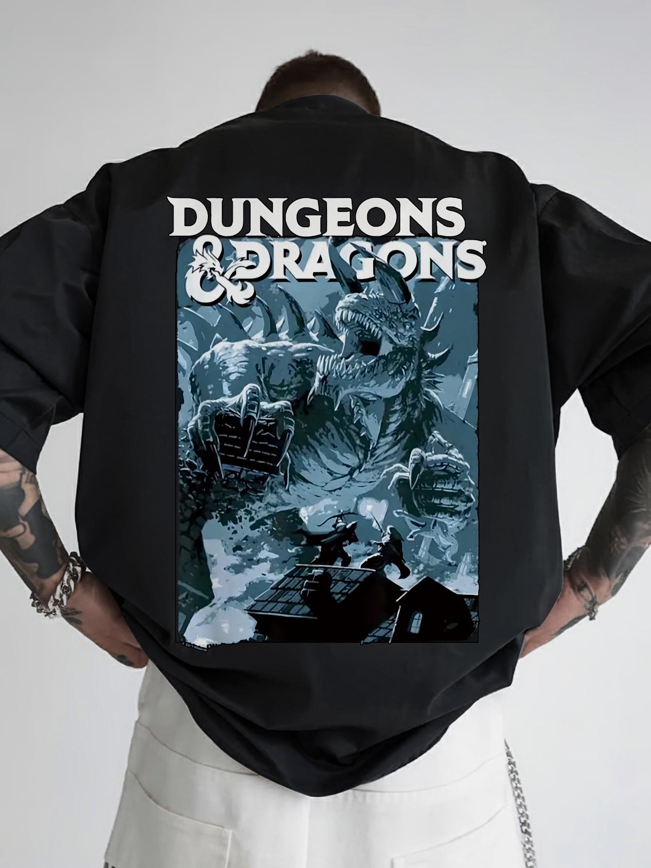 Dungeons & Dragons Graphic Back Print T-shirt - Black Gamer Tee XL