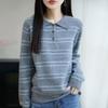 Women's 100% Pure Wool Color Block Stripe Knit Sweater - 2025 Autumn/Winter Collection
