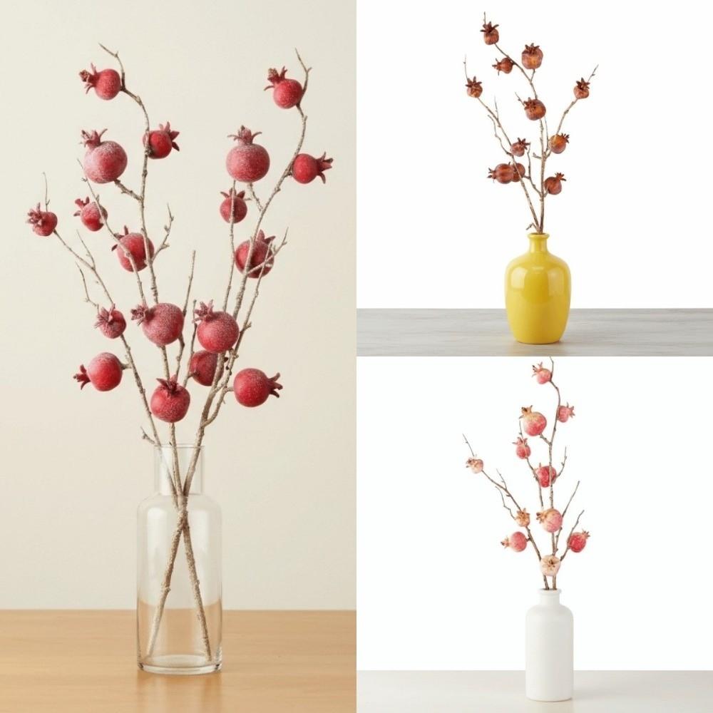 Künstliche Granatenzweige Plastik-Bonsai Falsche Blumen Schaumstoff-Früchte Zweige Handgefertigt Elegante Kunstpflanzen