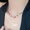 Cold Wind Color Zircon High-End Full Diamond Simple Necklace Women'S Collarbone Chain Trend Light Luxury Jewelry Neck Chain