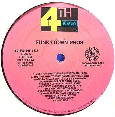 12inch Record FUNKYTOWN PROS - Just Anotha Toss Up 1624405481 Peace Posse, 4t 1991 US Rap & Hip-Hop/R&B Used