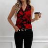 Womens Vintage Floral Print Sleeveless V-Neck Top Comfortable Casual Blouse Soft Cotton-Like Fabric 2025