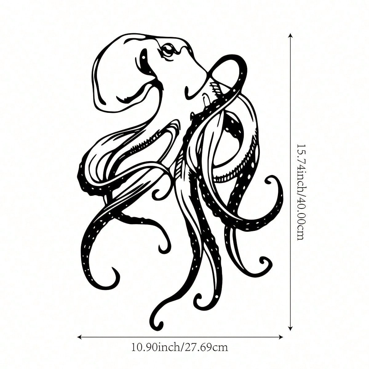 Vintage Octopus Wall Sculpture Art Deco Iron Art Decor Waterproof Rustproof 40x27.7