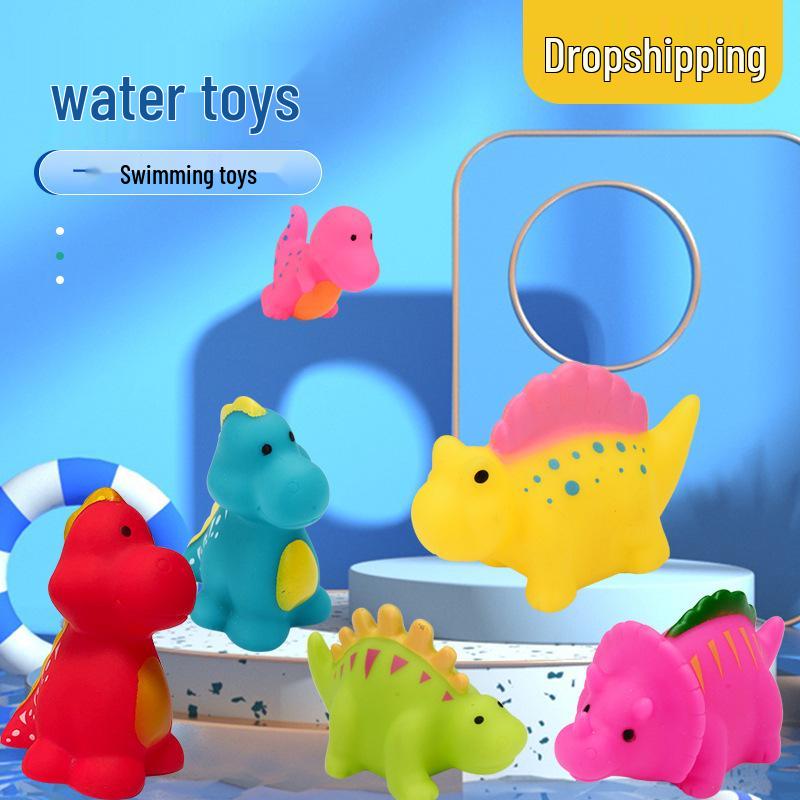 Infant Water Play Silicone Dinosaur Bath Toy Set
