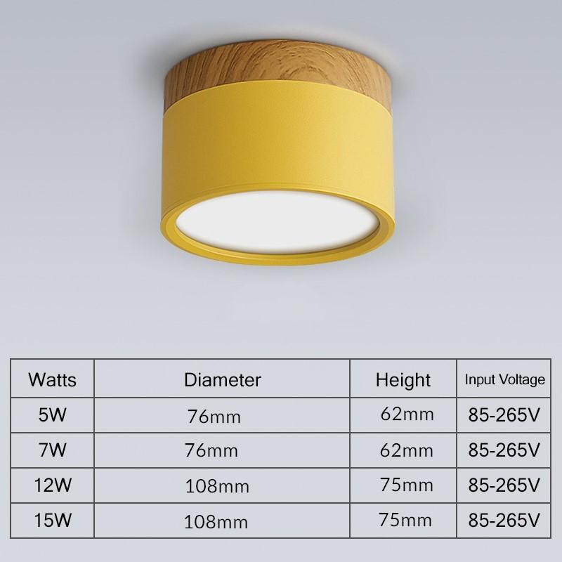LED stropní svítidla 5W 7W 10W 12W 15W Macaroon Stropní Nordic Wood Grain Přisazená bodová světla Vnitřní lobby Obývací pokoj Ložnice