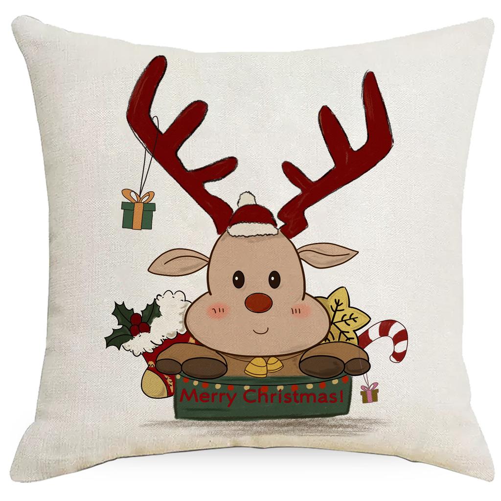 Christmas Pillow Cover Santa Claus Elk Snowman Home Sofa Cushion Pillow Premium Durable Quality Useful Practical