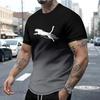 Summer Round Neck Gradient Color Leopard 3D Print Top Fashionable Casual Short Sleeved Men's T-shirts