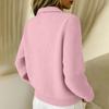 Women's Casual And Fashionable Knitted Collared Solid Color Cardigan