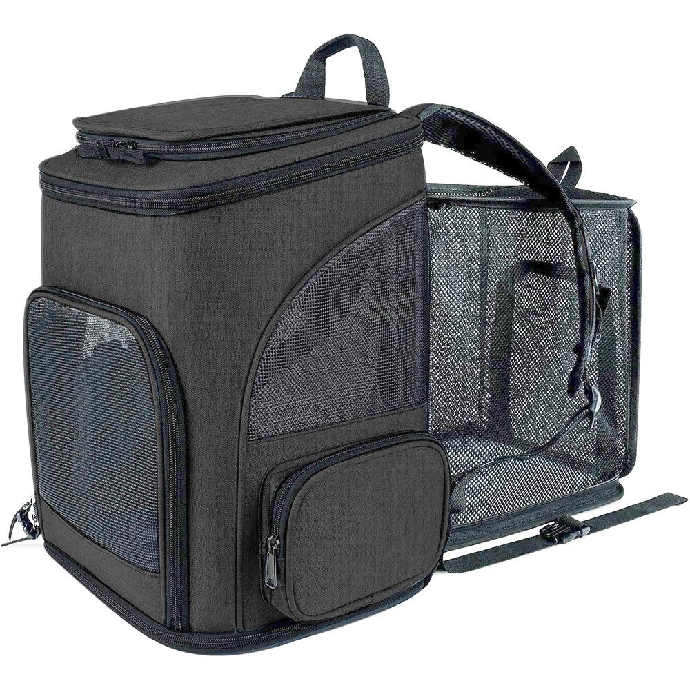 Zaino Trasportino per Animali Espandibile Per Gatti Cani Sotto i 18 Lb | Zaino Trasportino Gatto in Rete Traspirante | Zaino Pieghevole per Cani