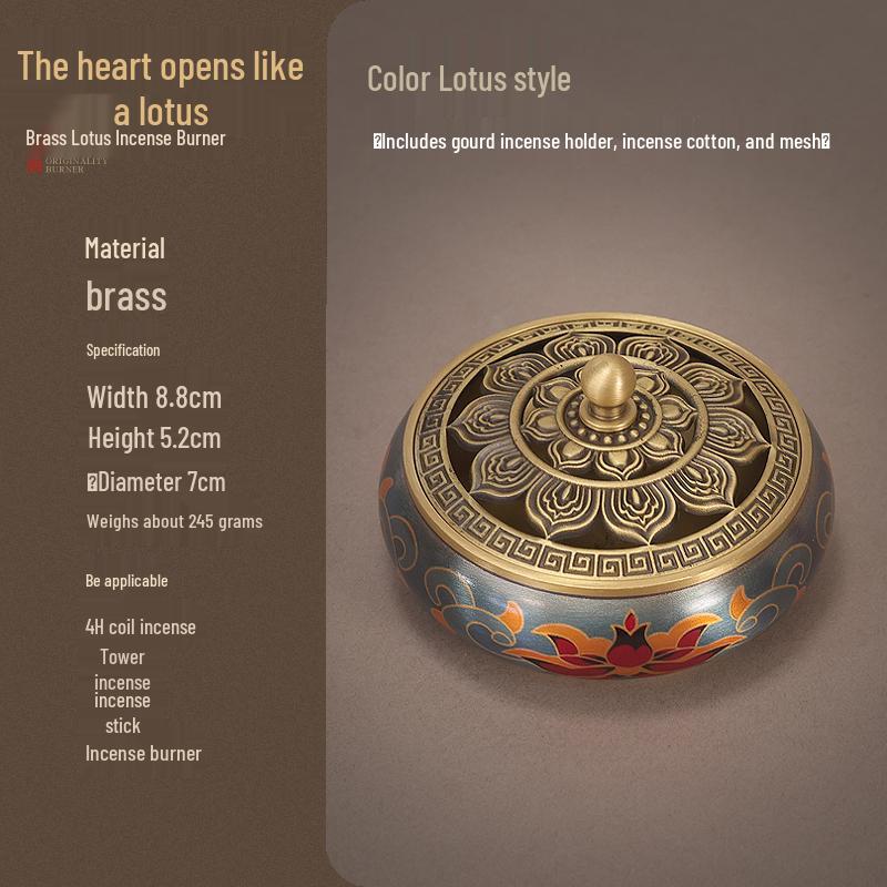Pure Copper Incense Burner: Indoor Household Use for Agarwood & Sandalwood Fumigation, Includes Tray and Incense Seal.