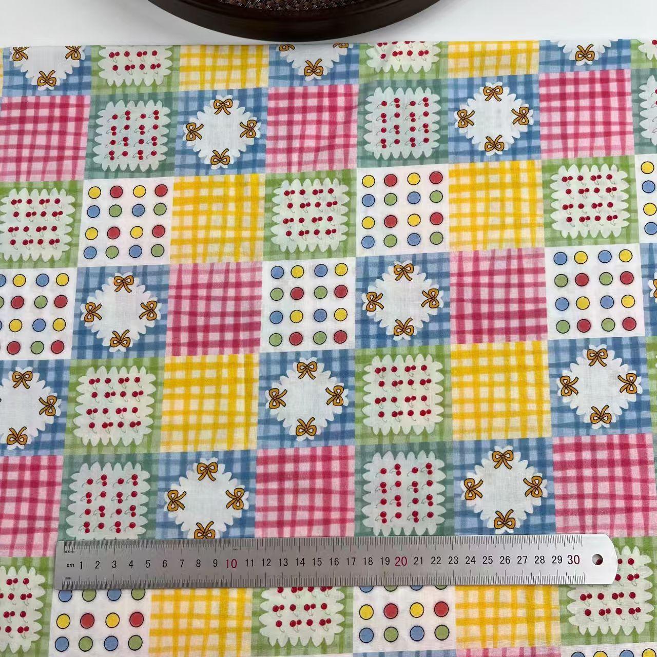 40 Count Pure Cotton Digital Printed Fabric - Colorful Small Check Pattern, Ideal for Children s Headscarves and Apparel