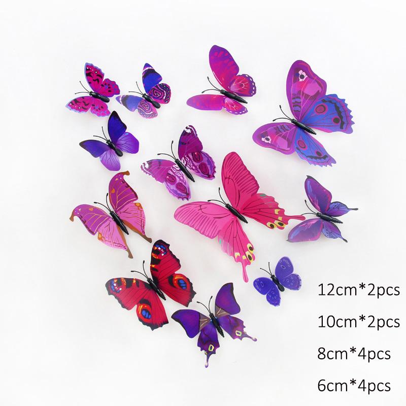 12Pcs Simulated Butterfly Stickers Art Creative Home Background Stereoscopic Decoration 3D Butterfly Wall Stickers