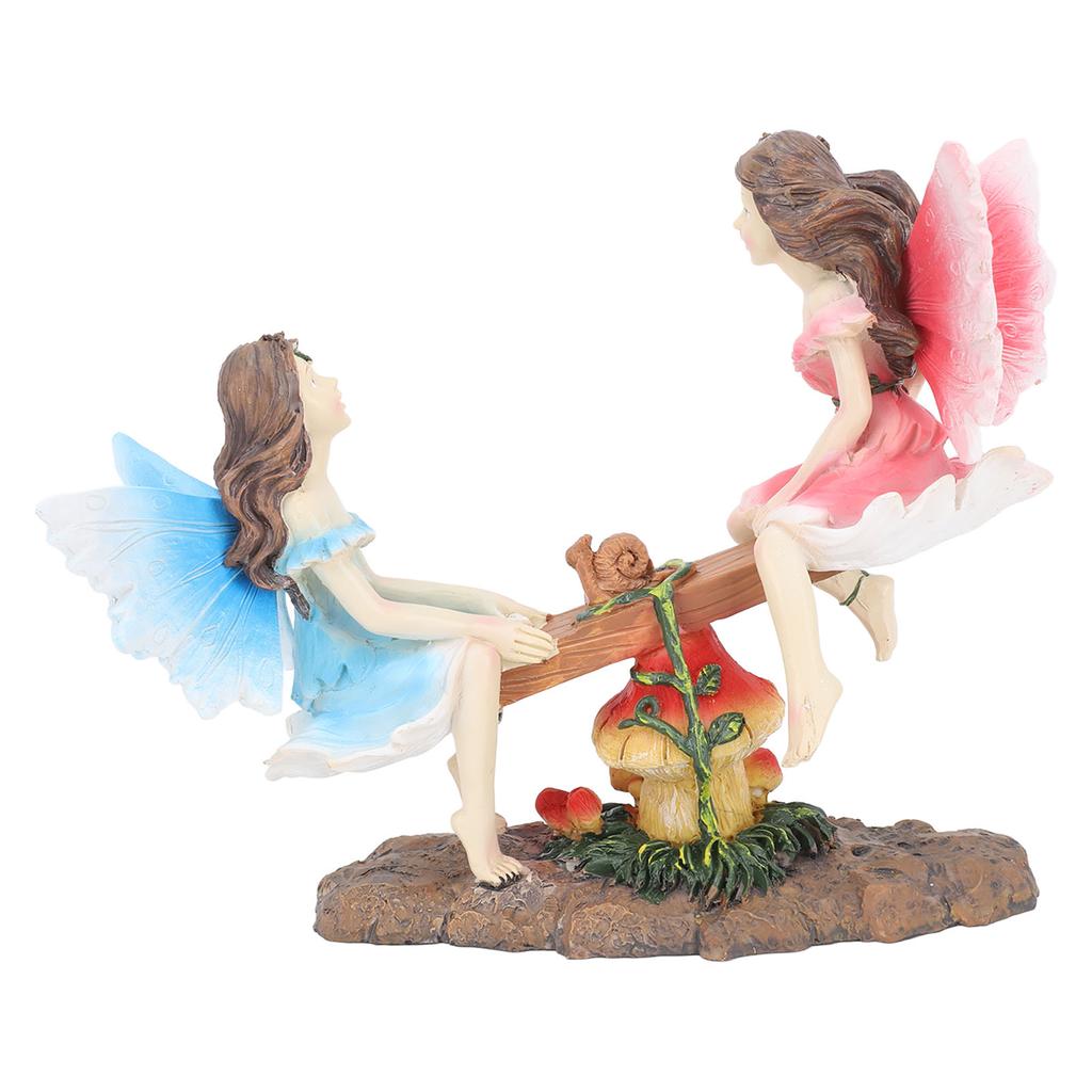 Fairy Statue Ornament Seesaw Figure Resin Realistic Figurine Decoration for Garden Home Living Room