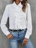Chemise à manches longues pour femme avec col à volants, bordure champignon et design multi-boutons – Style européen et américain 2026