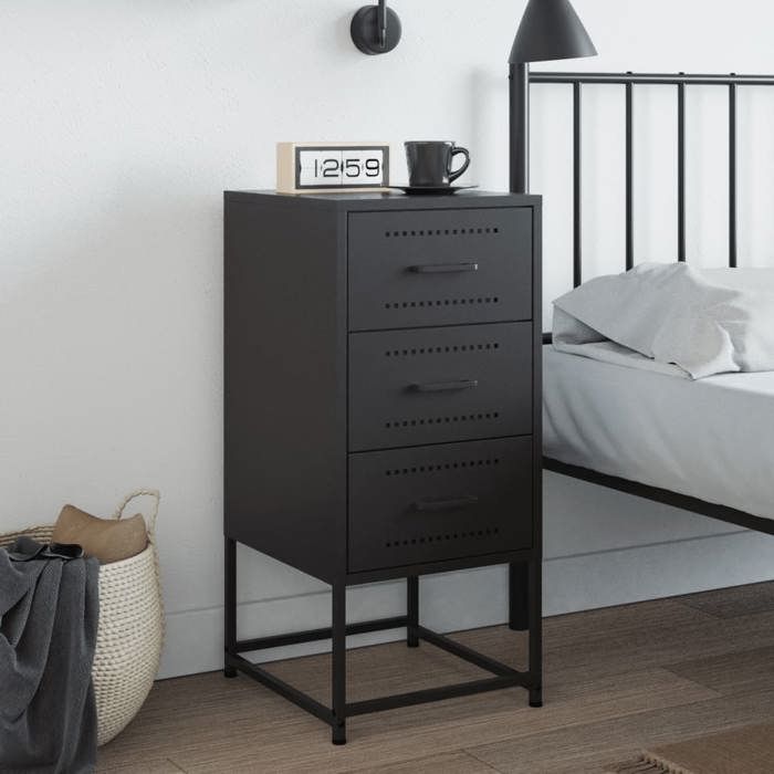 VidaXL Table de chevet noir 36x39x78 cm acier, armoire, armoire latérale, meuble de chambre à coucher, table de chevet, 846578