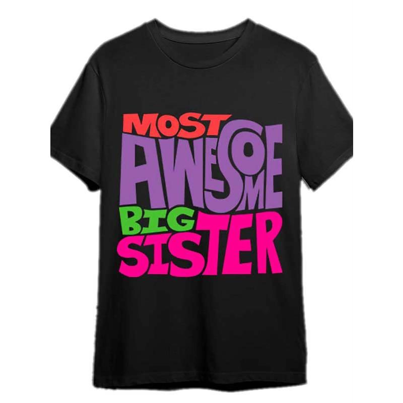 

1pc Women s Plus Size Most Awesome Big Sister Graphic T-Shirt - Loose Fit Crew Neck Short Sleeve Top with Bold Multicolor Sister Apparel S чёрный