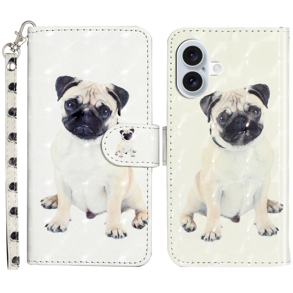 For iPhone 16 Plus Case 3D Pattern Printed Leather Wallet Phone Cover Stand Bookstyle