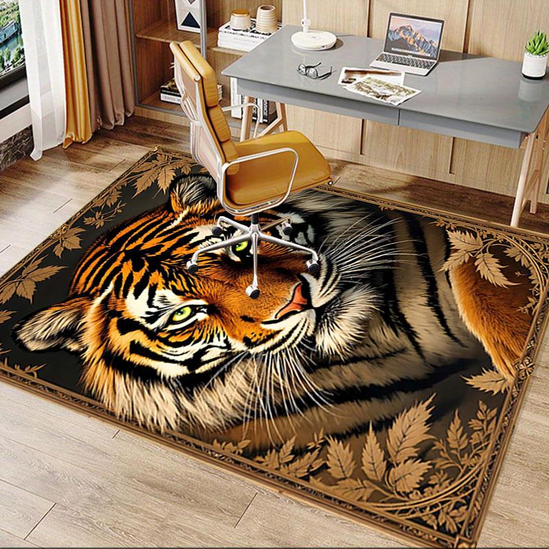 1PC Tiger Artwork Non-Slip Floor Carpet Compatible for Office&Living Room&Bedroom&Dining room - Flat-Weave Machine-O396
