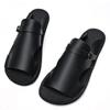 Men's Breathable Cowhide Beach Slippers - Soft Sole Roman Sandals, Size 47