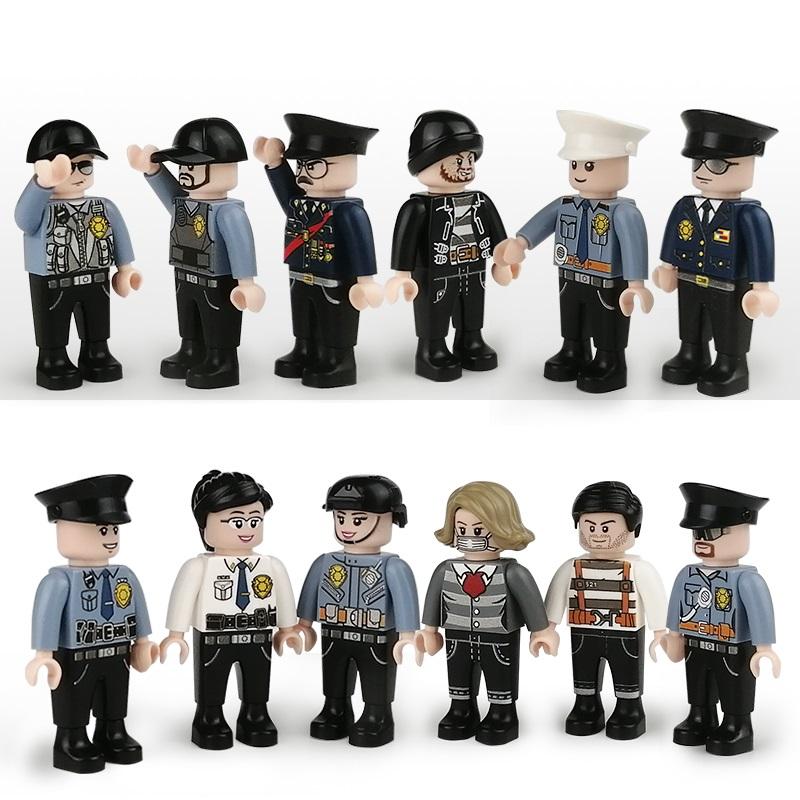 12pcs Sets City Police MOC Military 4.5cm People SWAT Building Blocks Figures Soldier Bricks Mini Toys for Boys Gift Toys