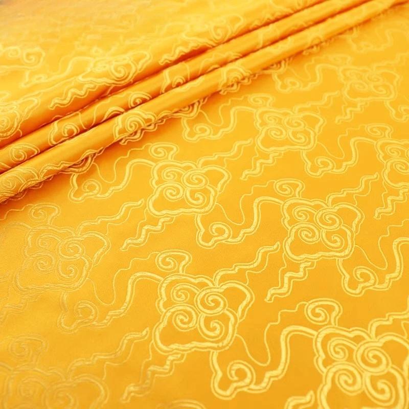 

100x150cm Brocade Faux Silk Metallic Gold Fabric Spring Summer Sofa Cushion Qipao Tang Suit Material Breathable 100x150cm