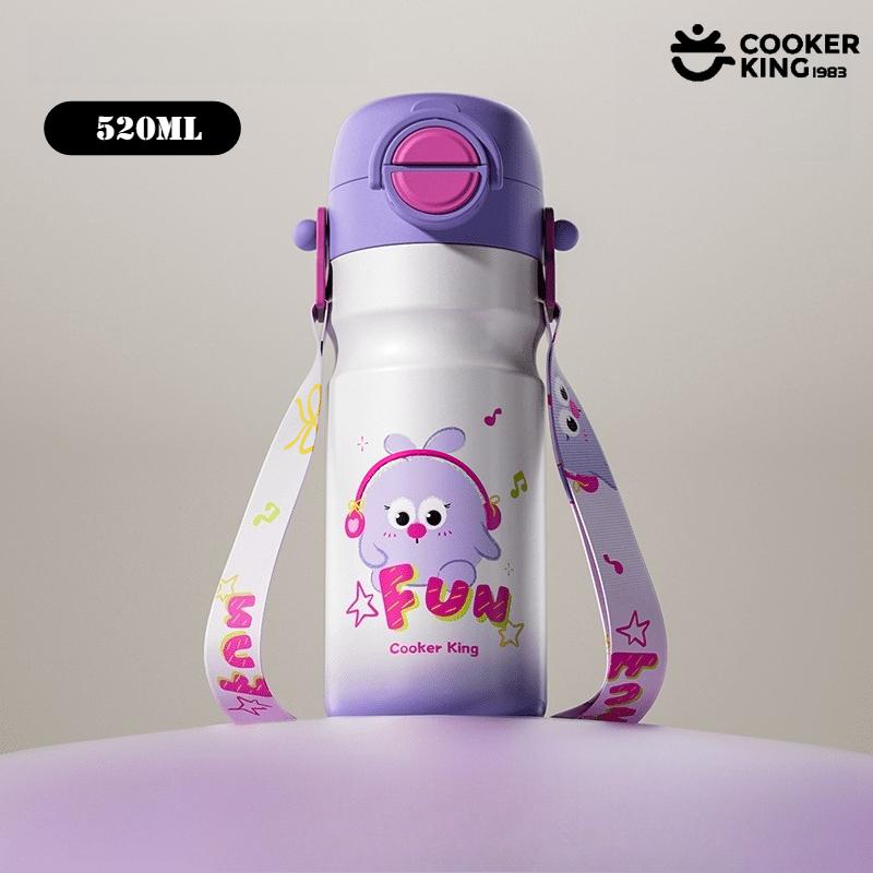 

COOKER KING 520ML 316/304 Stainless Steel+PP Straw Cup Student Thermos Cup Stainless Steel Water Bottle Thermos Bottle Thermos 520ML фіолетовий