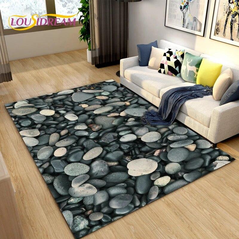 3D Color Cobblestone Stone Area Rug,Carpet Rug for Living Room BedRoom Decoration,Kitchen Doormat Bathroom Anti-slip Floor Mat