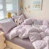 Class A Maternal and Infant Grade Knitted Cotton Double-layer Yarn 4pcs Set, Super Soft Washed Cotton Quilt Cover, Student Dormitory 3pcs Set