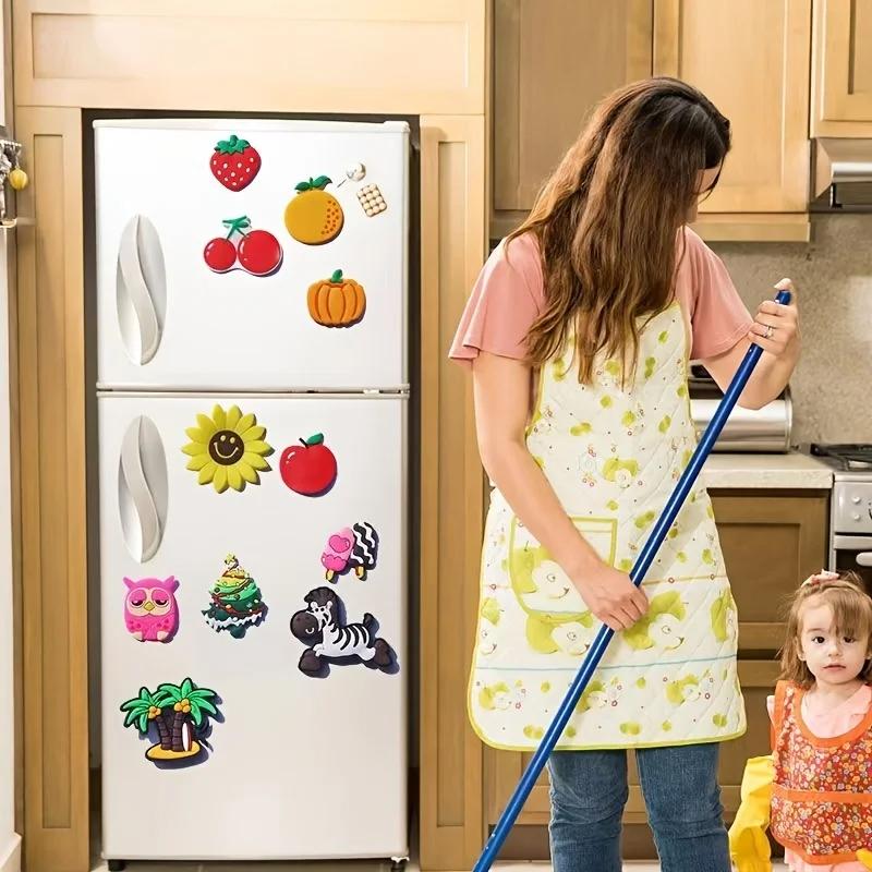 9pcs Cute Cartoon Fruit Magnets: Add Colorful Fun To Your Fridge with Creative Soft Rubber Stickers