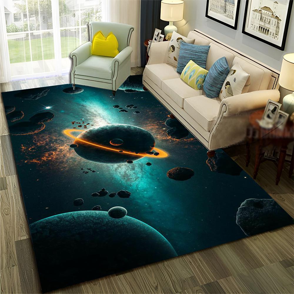 3D Univers Weltraum Galaxie Planet Stern Teppich Teppich für Zuhause Wohnzimmer Schlafzimmer Sofa Fußmatte Dekor,Kinderbereich Teppich Rutschfeste Bodenmatte