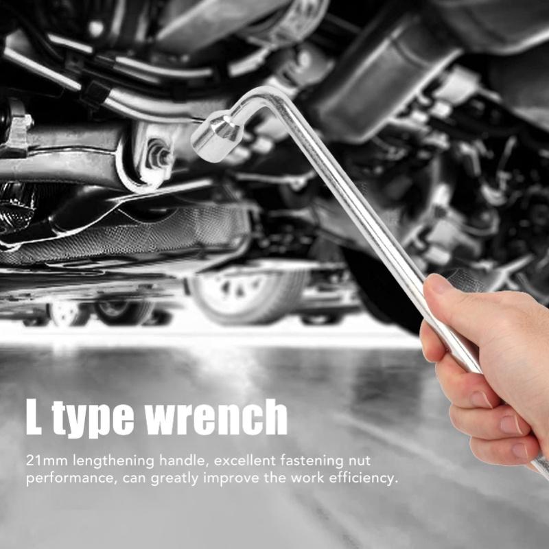 2pcs 21mm Car Spare Tire Lug Wrench L Type Hex Key Slotted End Socket Lug Wrench For Car