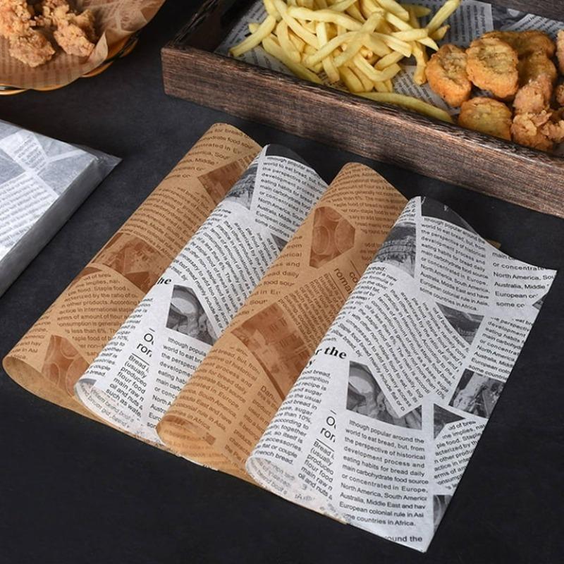 50Pcs Oil-Proof Food Wrapping Paper Sheets for Sandwiches Burgers Fries Baking Cooking Picnics Family Events and Kitchen Use