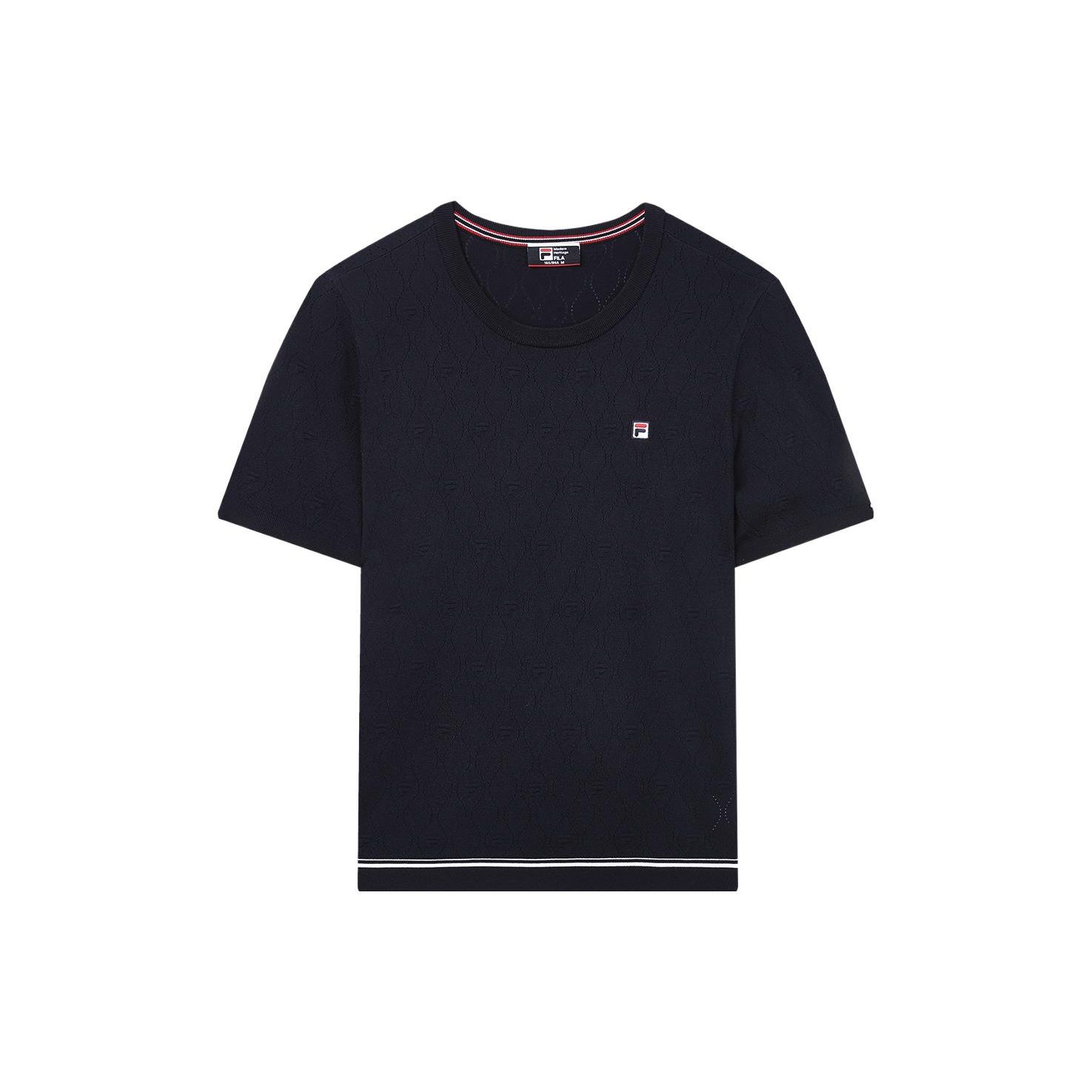 

FILA вышитый логотип повседневный короткий рукав трикотажный топ женские топы легендарный-синий F11W331402F-NV M