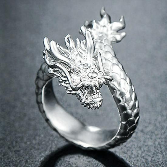 Personalized Retro Punk Animal Rings: Dragon & Eagle Claw Designs for Men